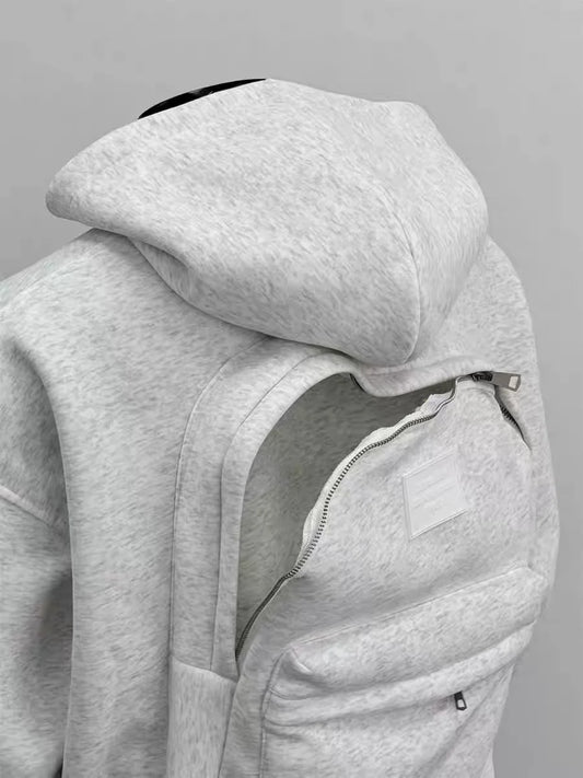 American Sle Casual Hooded Zipper Jaet Men's Autumn Versatile Tee-dimensional Sweater Coat Elastic Loose Fit Youth Faion