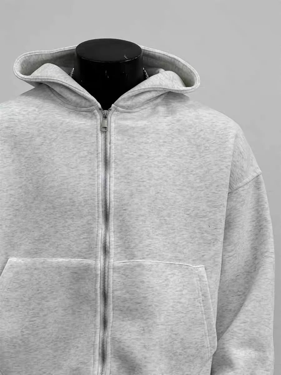 American Sle Casual Hooded Zipper Jaet Men's Autumn Versatile Tee-dimensional Sweater Coat Elastic Loose Fit Youth Faion