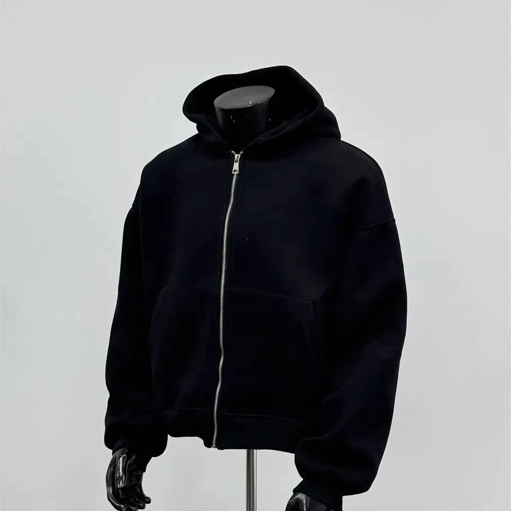 American Sle Casual Hooded Zipper Jaet Men's Autumn Versatile Tee-dimensional Sweater Coat Elastic Loose Fit Youth Faion