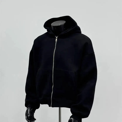 American Sle Casual Hooded Zipper Jaet Men's Autumn Versatile Tee-dimensional Sweater Coat Elastic Loose Fit Youth Faion