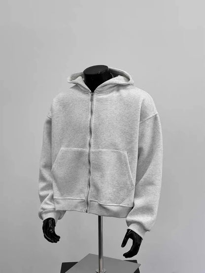 American Sle Casual Hooded Zipper Jaet Men's Autumn Versatile Tee-dimensional Sweater Coat Elastic Loose Fit Youth Faion